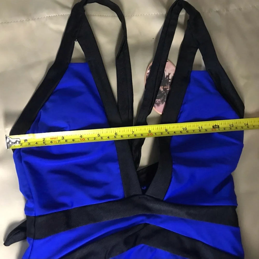 TED BAKER Ralinda Bright Blue Halter Swimsuit US 6